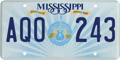 MS license plate AQO243