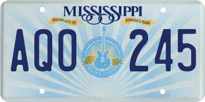MS license plate AQO245