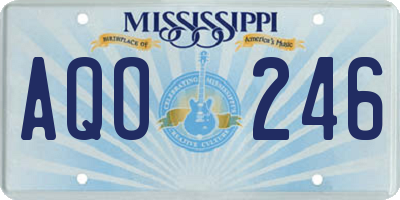 MS license plate AQO246