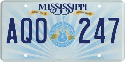 MS license plate AQO247