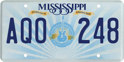 MS license plate AQO248