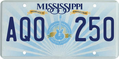 MS license plate AQO250