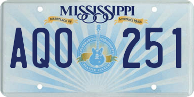 MS license plate AQO251