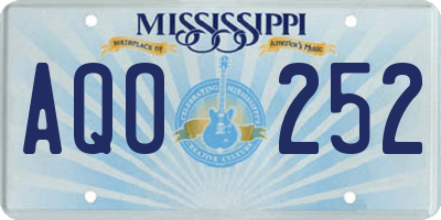 MS license plate AQO252