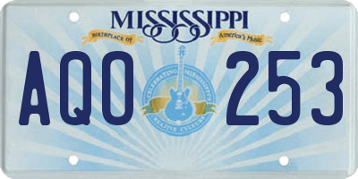 MS license plate AQO253