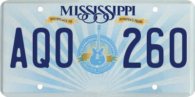 MS license plate AQO260