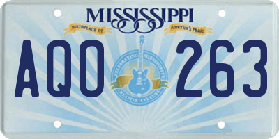 MS license plate AQO263