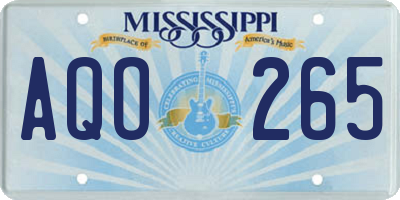 MS license plate AQO265