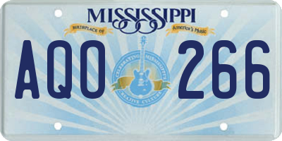 MS license plate AQO266