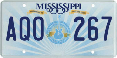 MS license plate AQO267