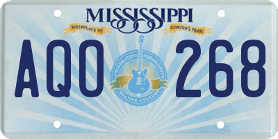 MS license plate AQO268