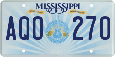 MS license plate AQO270