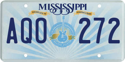 MS license plate AQO272