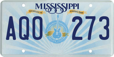 MS license plate AQO273