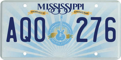 MS license plate AQO276