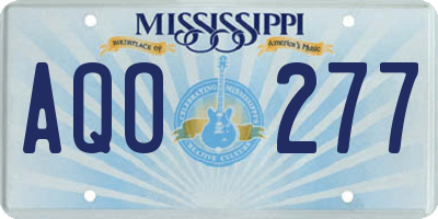 MS license plate AQO277