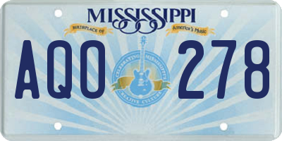 MS license plate AQO278