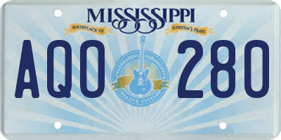 MS license plate AQO280