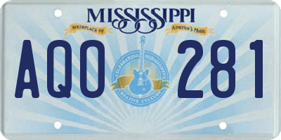 MS license plate AQO281