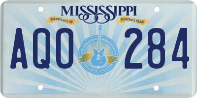 MS license plate AQO284