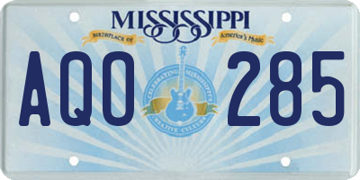 MS license plate AQO285