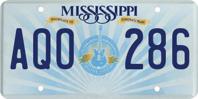 MS license plate AQO286
