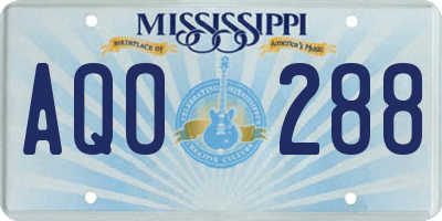 MS license plate AQO288