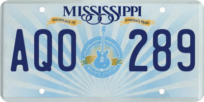 MS license plate AQO289