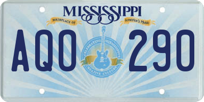 MS license plate AQO290