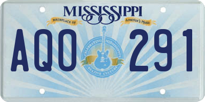 MS license plate AQO291
