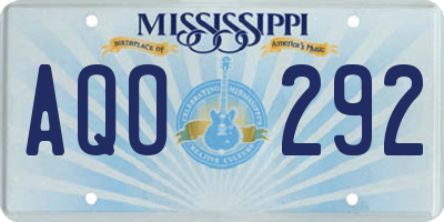 MS license plate AQO292