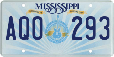 MS license plate AQO293