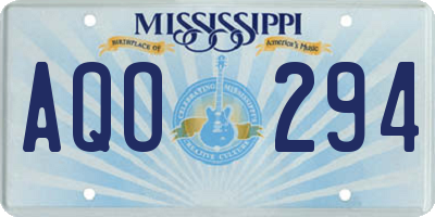 MS license plate AQO294