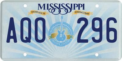 MS license plate AQO296