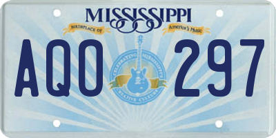 MS license plate AQO297