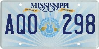 MS license plate AQO298