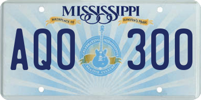 MS license plate AQO300