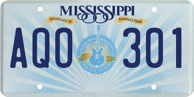MS license plate AQO301