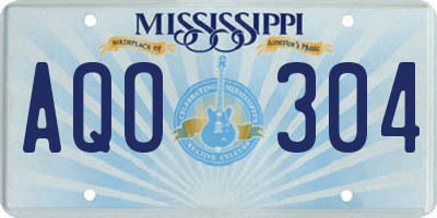 MS license plate AQO304