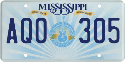 MS license plate AQO305