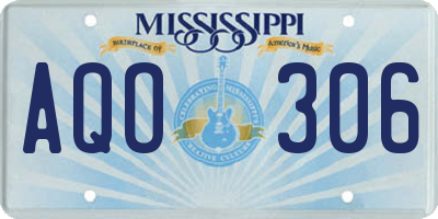 MS license plate AQO306