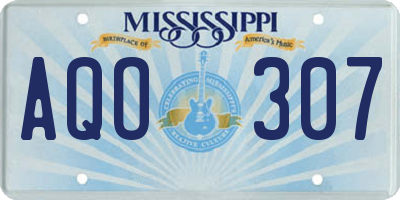 MS license plate AQO307