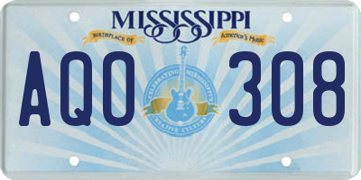 MS license plate AQO308