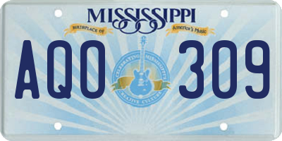 MS license plate AQO309