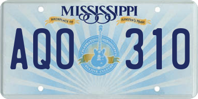 MS license plate AQO310