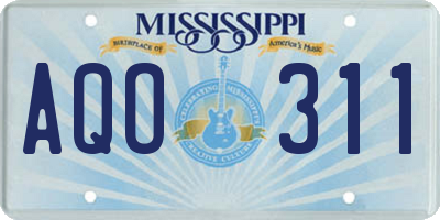 MS license plate AQO311