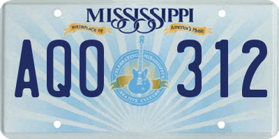 MS license plate AQO312