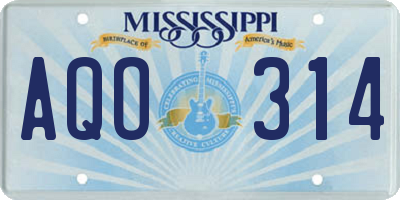 MS license plate AQO314