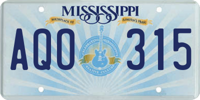 MS license plate AQO315