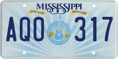 MS license plate AQO317
